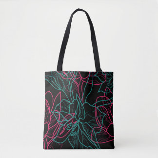 Tote Bag Conception Abstraite Floral Line Art Motif