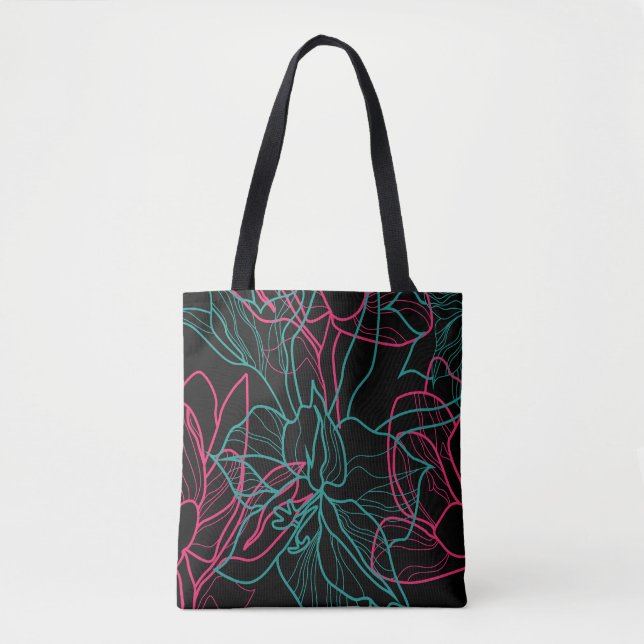 Tote Bag Conception Abstraite Floral Line Art Motif (Devant)