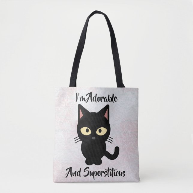 Tote Bag Conception adorable et superstitieuse de chats Fou (Devant)