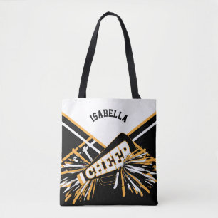 Tote Bag Conception blanche, noire et d'or de pom-pom girl