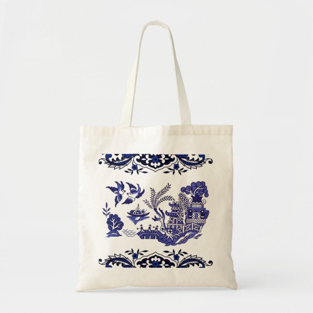 Tote Bag Conception bleue classique de saule (Devant)