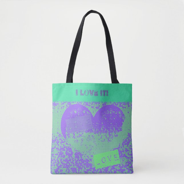 Tote Bag Conception cardiaque rétro violet et menthe (Devant)