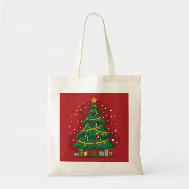 Tote Bag conception d'arbre de Noël (Devant)