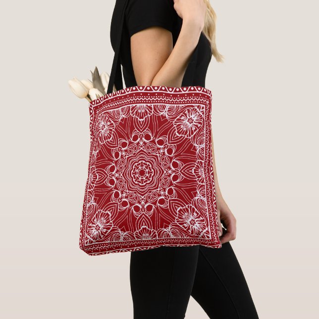 Tote Bag conception de bandanna rouge et blanc (De près)
