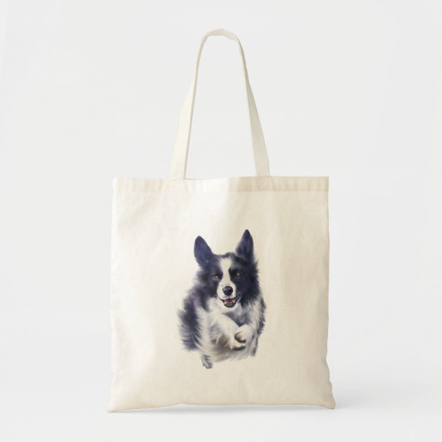 Tote Bag Conception de chien d'agilité de border collie sur (Devant)