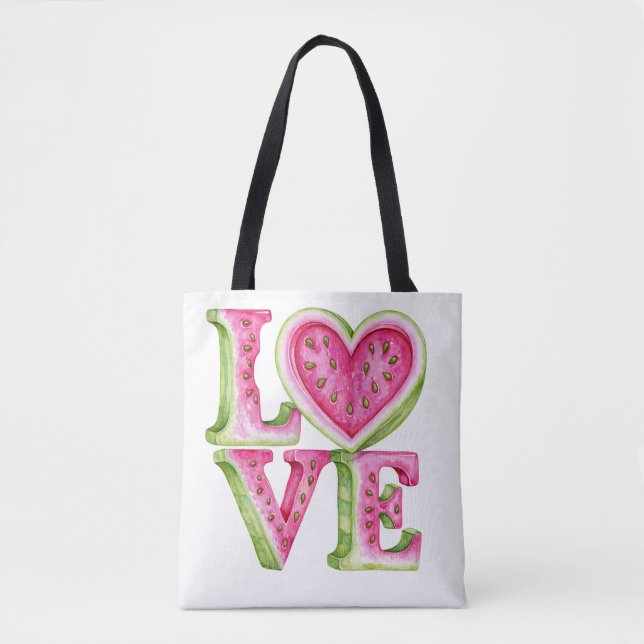 Tote Bag Conception de cœur d'amour de pastèque mignonne (Devant)