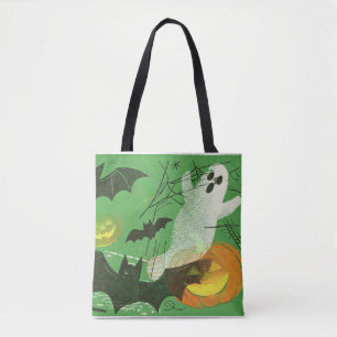 Tote Bag Conception de collage effrayant, Halloween rétro v