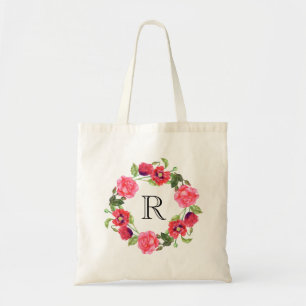 Tote Bag Conception de couronne circulaire de fleurs roses