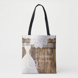 Tote Bag Conception de Fête des mariées en bois rustique