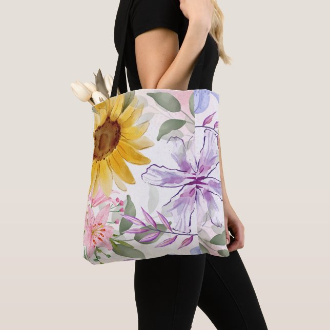 Tote Bag Conception de mélange de tournesols (De près)