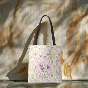 Tote Bag Conception de monogramme floral artistique d'Ivy -