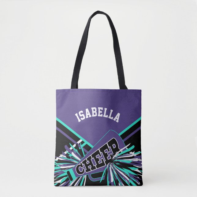 Tote Bag Conception de Pom-pom girl violet, Turquoise, noir (Devant)