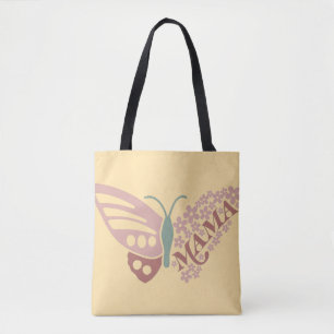 Tote Bag Conception de typographie florale de papillon Mama