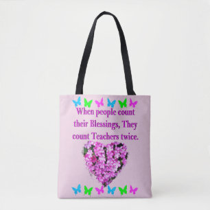 TOTE BAG CONCEPTION D'ENSEIGNANT FLORAL JOLIE ROSE