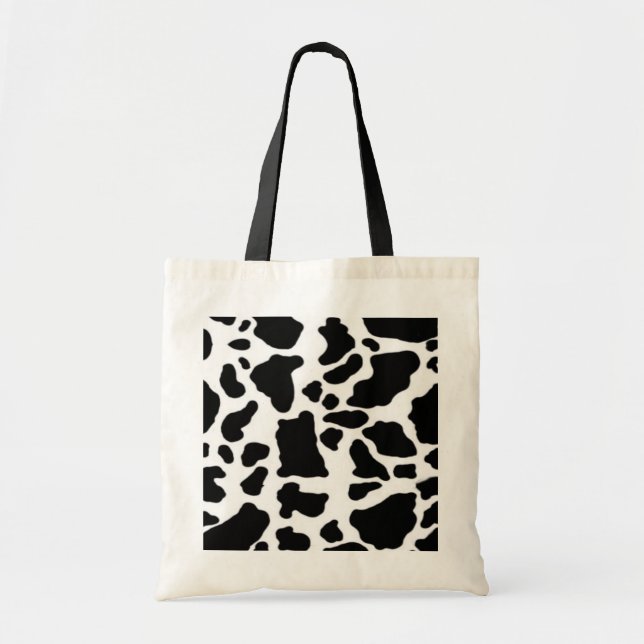 Tote Bag Conception d'impression de vaches, noir et blanc (Devant)