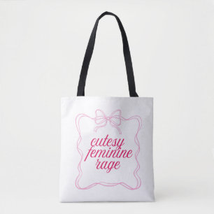 Tote Bag Conception esthétique rose de rage féminine mignon