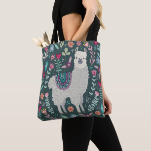 Tote Bag Conception florale de lama mignon