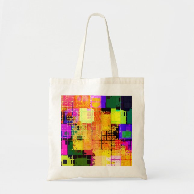 Tote Bag Conception géométrique et multicolore (Devant)