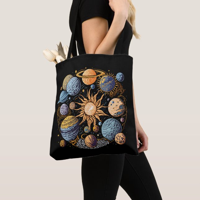 Tote Bag Conception graphique du système solaire (De près)