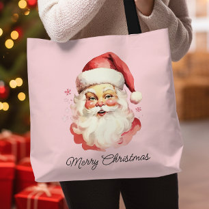Tote Bag Conception Joyeux Noël Santa Rose Vintage
