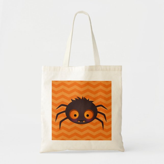 Tote Bag Conception mignonne orange d'araignée de Halloween (Devant)