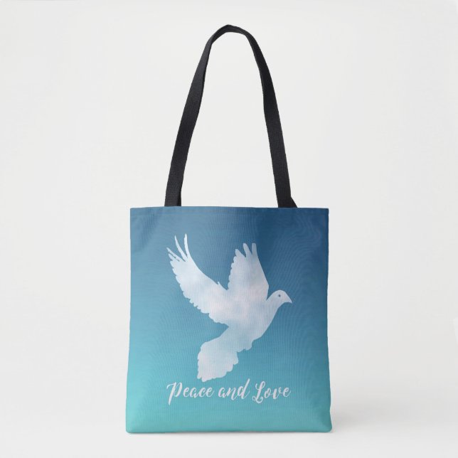 Tote Bag Conception Paix et Amour avec Dove volant (Devant)