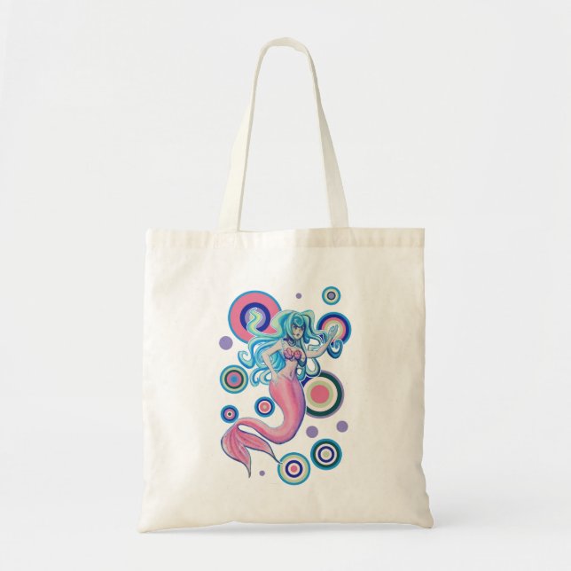 Tote Bag Conception rose de cercles de sirène de nageoire (Devant)