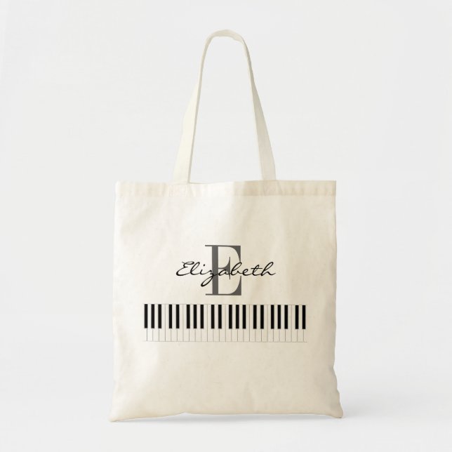 Tote Bag Conception simple de monogramme de piano (Devant)
