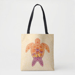 Tote Bag Conception Tropicale de la tortue de mer coucher d