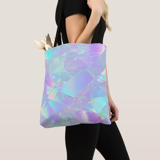 Tote Bag Conception turquoise et violette Iridescente (De près)