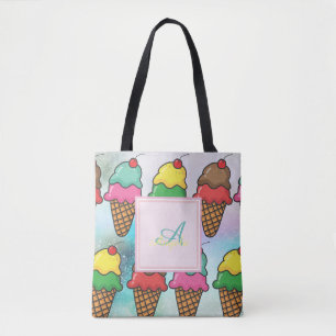 Tote Bag Cônes de glace colorés girly - Personnalisés