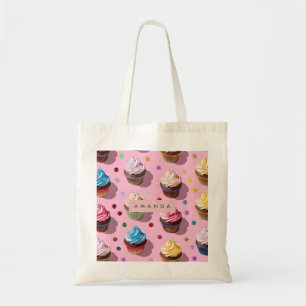 Tote Bag Confettis Personnalisés pour Cupcakes Arc-en-ciel 