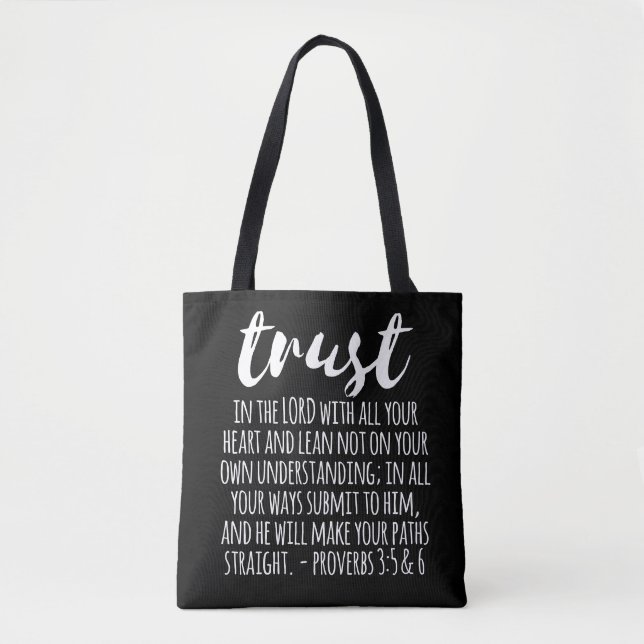 Tote Bag Confiance dans les proverbes du Seigneur 3:5-6 (Devant)
