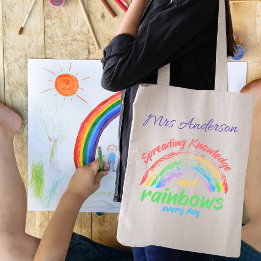 Tote Bag Connaissances et Rainbows Colorful Enseignant Cade