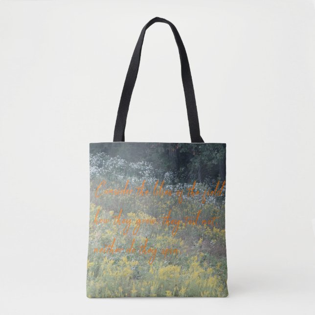 Tote Bag Considérons les fleurs glorieuses du champ sur un (Devant)