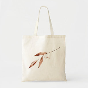 Tote Bag Contemporain Terracotta Nom Personnalisé Foliage S