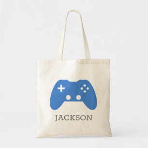 Tote Bag Contrôleur de jeu vidéo Blue Gamer Personnalisé En