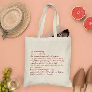 Tote Bag Conversation amusante Tricot Maman Mère Fer