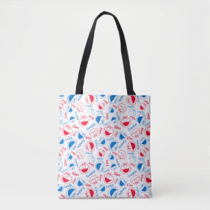 Tote Bag Cookie Monster & Elmo   Motif rouge et bleu