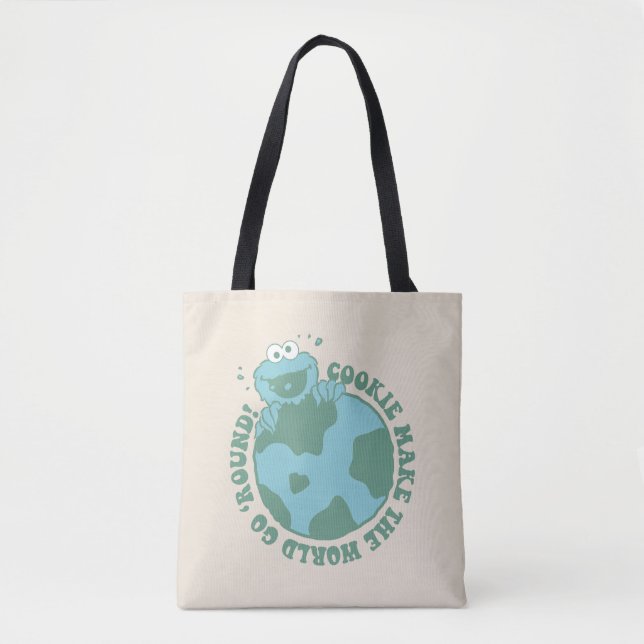 Tote Bag Cookie Monster | Les cookies font tourner le monde (Devant)