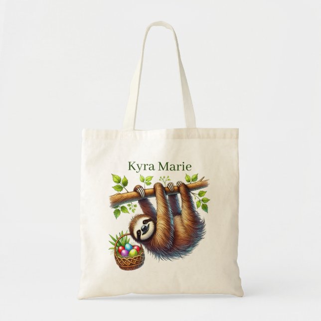 Tote Bag Cool Easter sloth add name  (Devant)