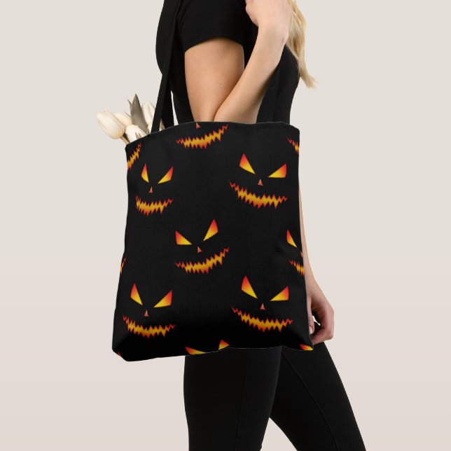 Tote Bag Cool effrayant Jack O'Lantern visage motif d'Hallo (De près)