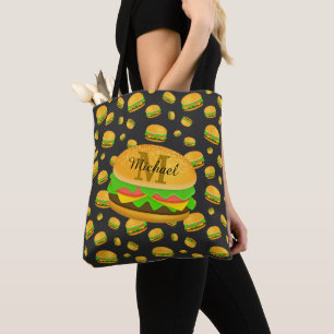 Tote Bag Cool et amusant yummy burger motif Monogramme