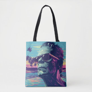 Tote Bag Cool Frankenstein Retro Sunset Halloween
