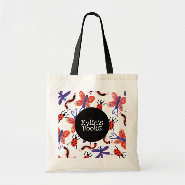Tote Bag Cool Kids Insecte des livres de bibliothèque perso (Devant)