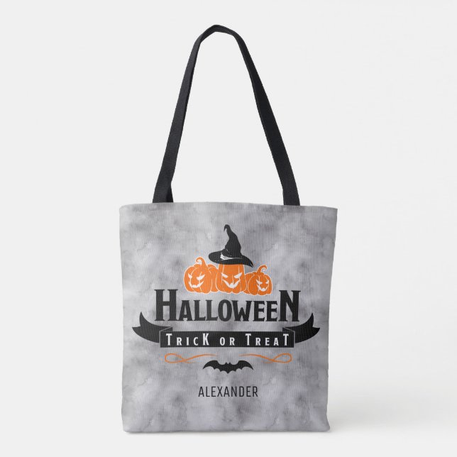 Tote Bag Cool personnalisé Black Halloween Trick ou Citroui (Dos)