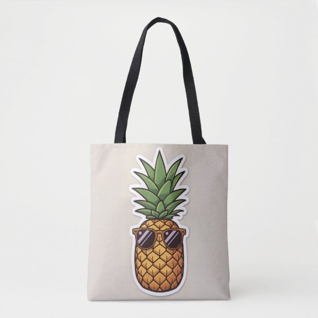 Tote Bag Cool Pineapple with Sunglasses (Devant)