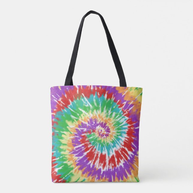Tote Bag Cool Rouge Vert Jaune Bois Rave Tie Dye (Dos)