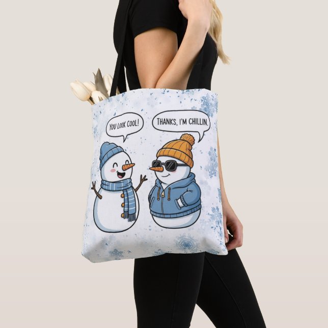 Tote Bag Cool Snowman Friends (De près)