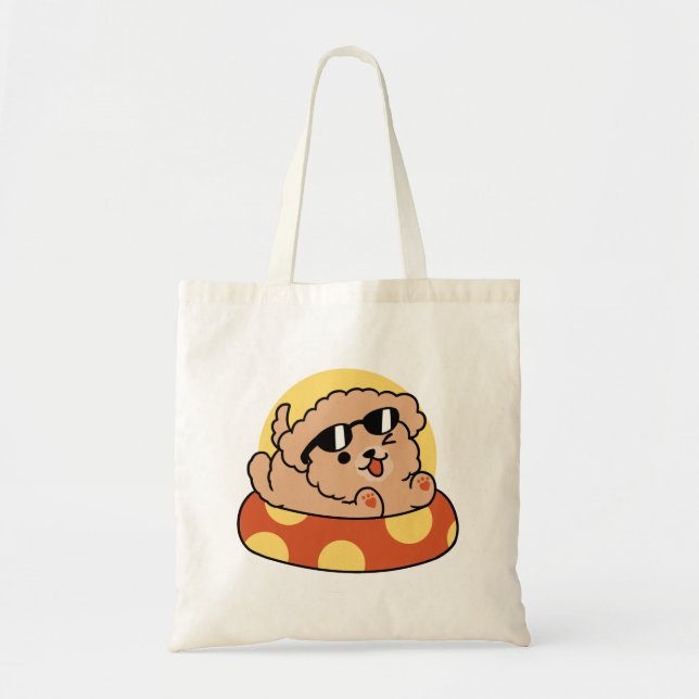 Tote Bag Cool Summer Chien Flottant - Jolie Puppy Pool Part (Devant)